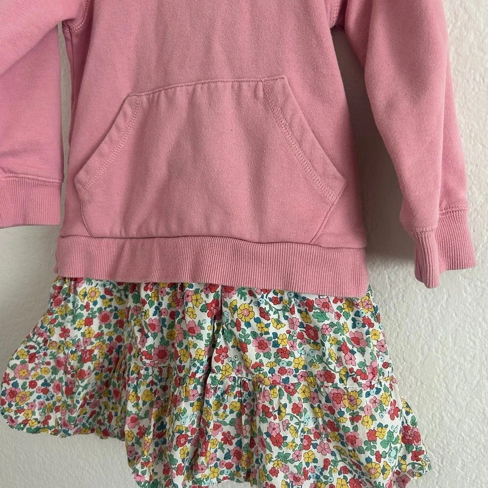 Boden Girls Hoodie Floral Dress 5-6Y